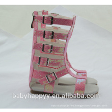 latest fashion kids girl pink knee high gladiator sandals